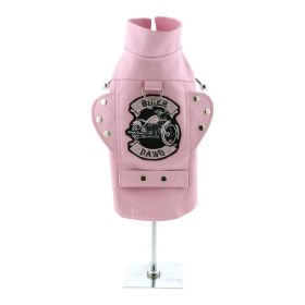 Biker Dawg Motorcycle Dog Jacket (Color: Pink, size: medium)