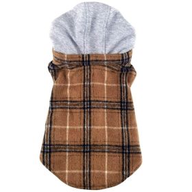 Weekender Dog Sweatshirt Hoodie (Color: Brown & Black Plaid Flannel, size: medium)